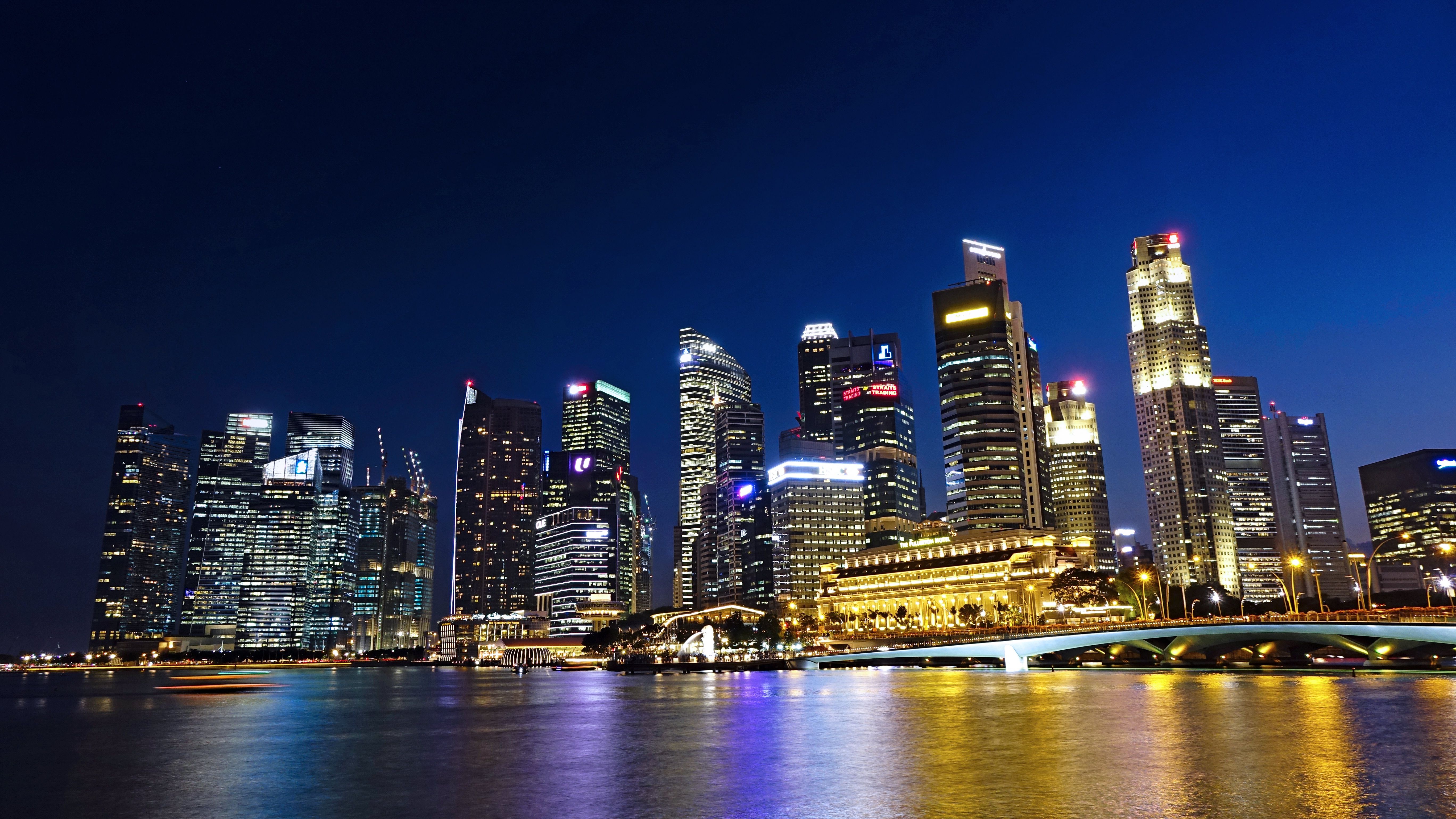 City skyline glowing at night